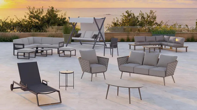 Salon de jardin gris Odyssea NATERIAL, 7 personnes