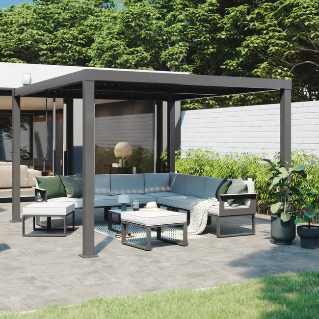 Salon de jardin gris Odyssea NATERIAL, 7 personnes