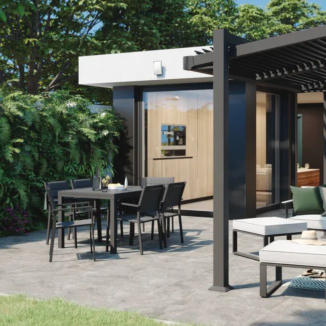 Salon de jardin gris Odyssea NATERIAL, 7 personnes