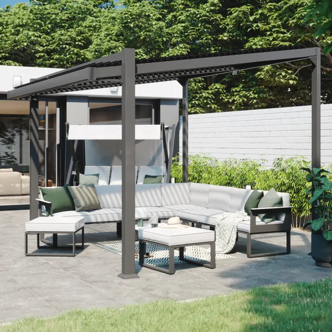 Salon de jardin gris Odyssea NATERIAL, 7 personnes