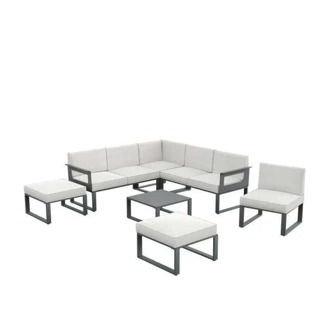 Salon de jardin gris Odyssea NATERIAL, 7 personnes