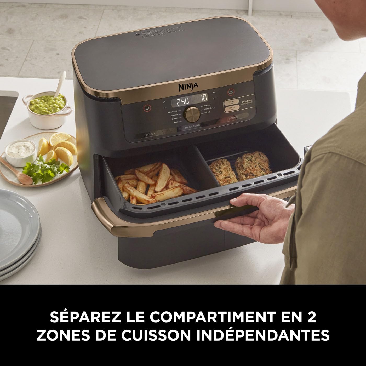 Ninja Foodi FlexDrawer Air Fryer, Dual Zone Avec Séparateur Amovible