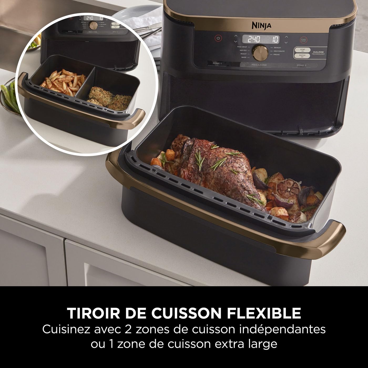 Ninja Foodi FlexDrawer Air Fryer, Dual Zone Avec Séparateur Amovible
