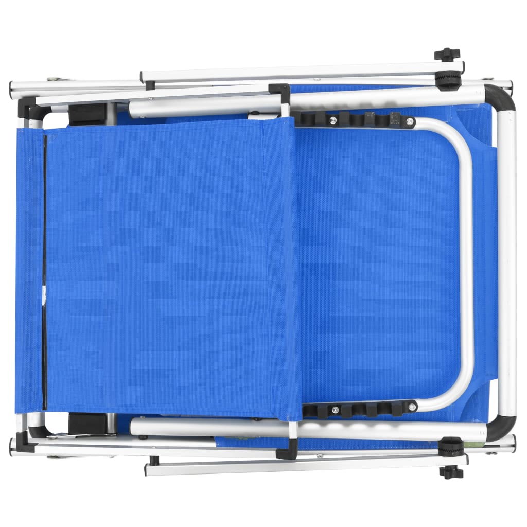 Lot de 2 Chaises Longues Pliables avec Toit - Aluminium et Textilène Bleu Résistant