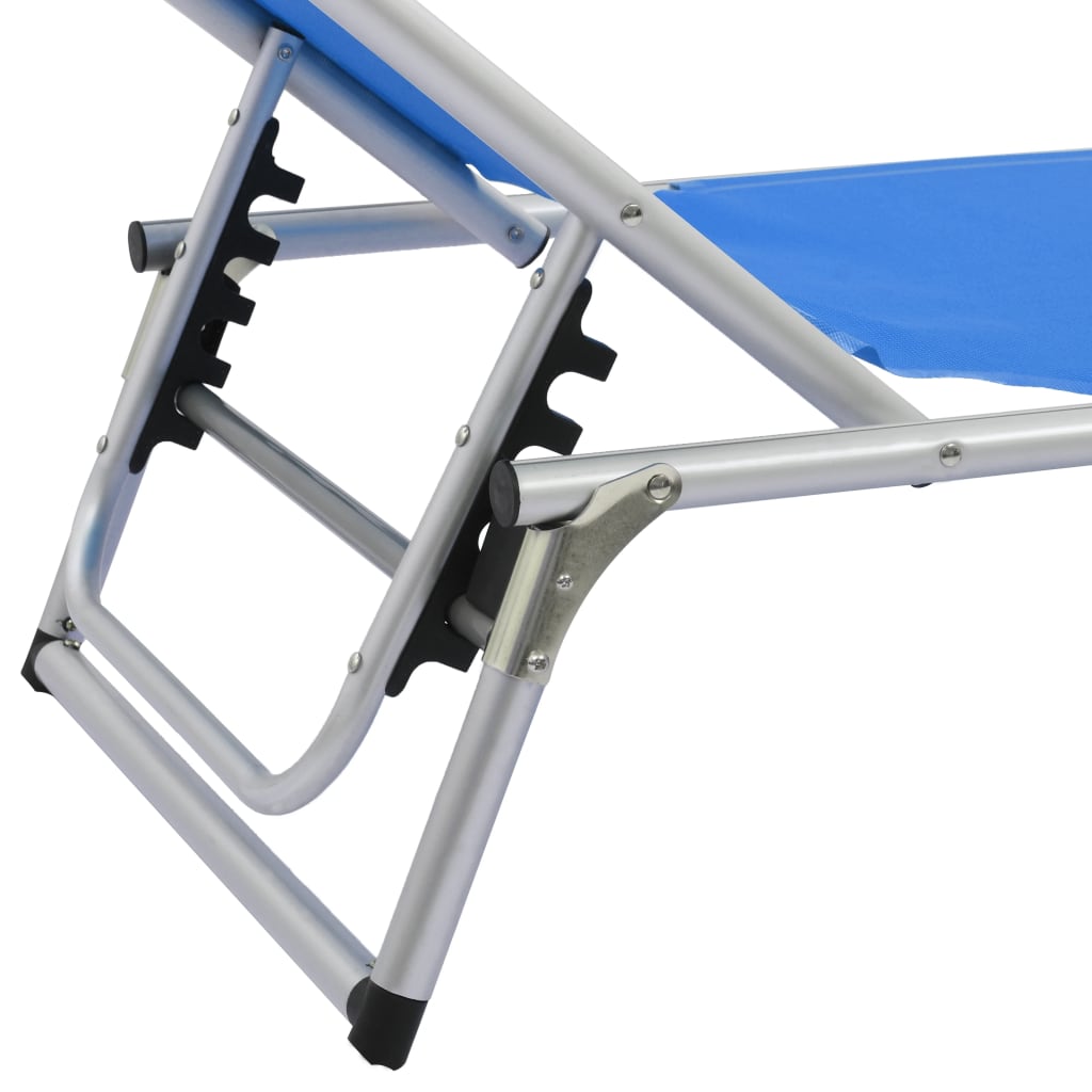 Lot de 2 Chaises Longues Pliables avec Toit - Aluminium et Textilène Bleu Résistant