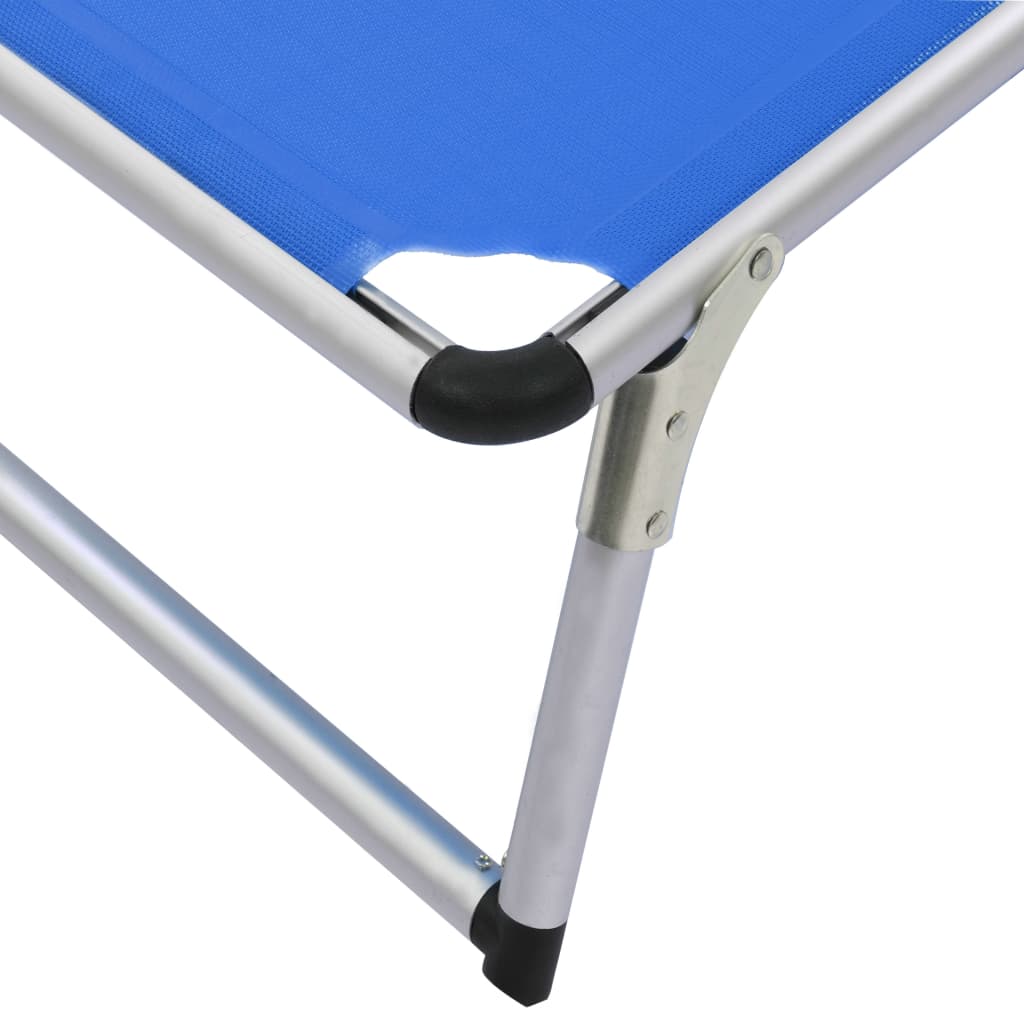 Lot de 2 Chaises Longues Pliables avec Toit - Aluminium et Textilène Bleu Résistant