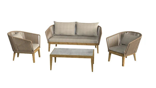 Salon de jardin bas Laya - Acier - Marron - 4 personnes
