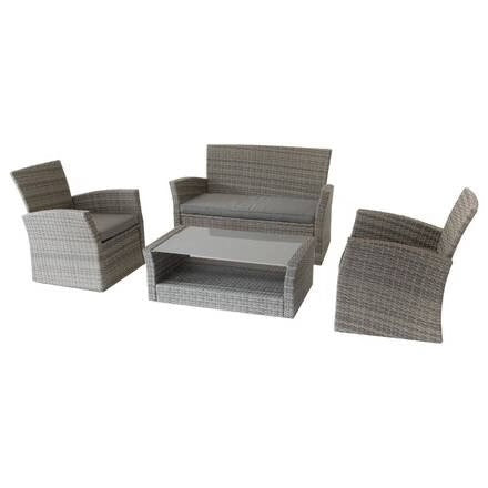 Salon de jardin BORA BORA Terre d'ombre 4 places - Acier traité époxy, Résine tressée, Polyester