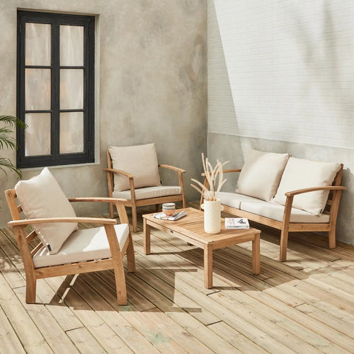 Salon de jardin bois blanchi 4 places