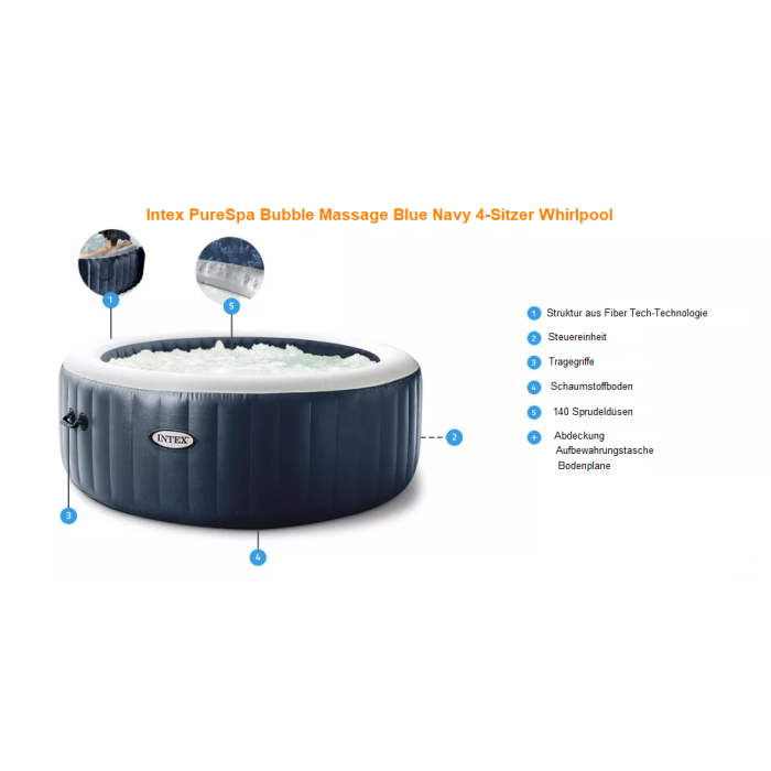 Spa gonflable Intex PureSpa Blue Navy 6 places