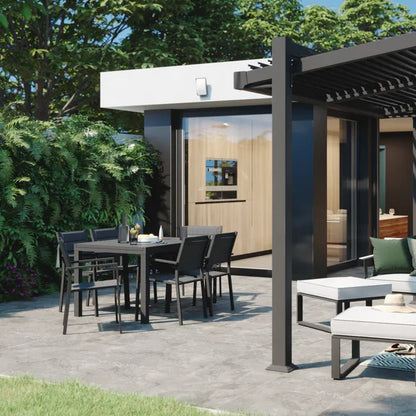 Salon de jardin gris Odyssea NATERIAL, 7 personnes