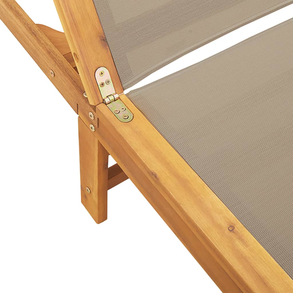Transat de Jardin en Bois Massif d'Acacia et Textilène - Dossier Réglable 5 Positions