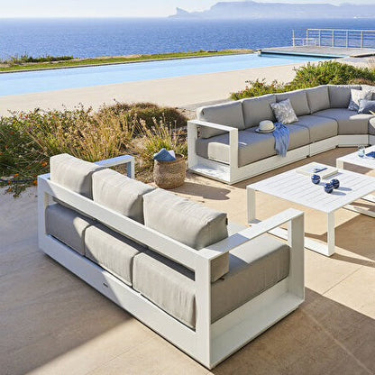 Canapé de jardin ALLURE Gris minéral & Blanc 3 places - Aluminium traité époxy, Polyester