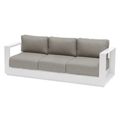 Canapé de jardin ALLURE Gris minéral & Blanc 3 places - Aluminium traité époxy, Polyester
