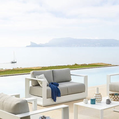 Canapé de jardin ALLURE Gris minéral & Blanc 2 places - Aluminium traité époxy, Polyester