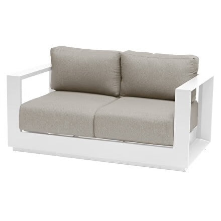 Canapé de jardin ALLURE Gris minéral & Blanc 2 places - Aluminium traité époxy, Polyester