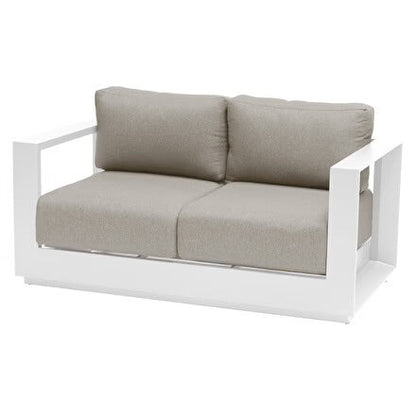 Canapé de jardin ALLURE Gris minéral & Blanc 2 places - Aluminium traité époxy, Polyester