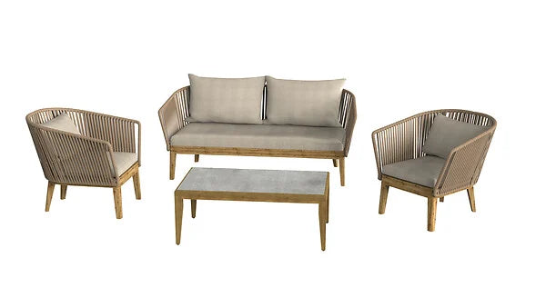Salon de jardin bas Laya - Acier - Marron - 4 personnes