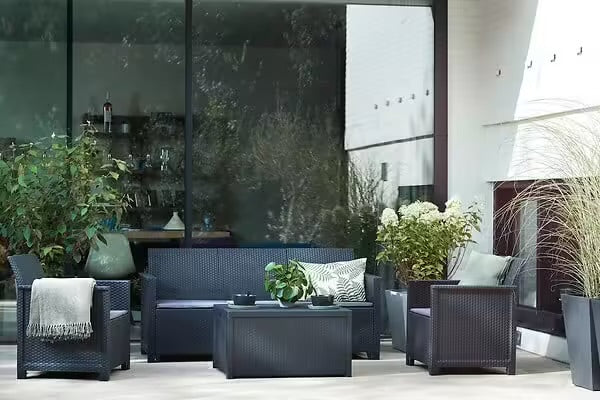 Salon de jardin Elodie - Plastique - Gris - 5 personnes KETER