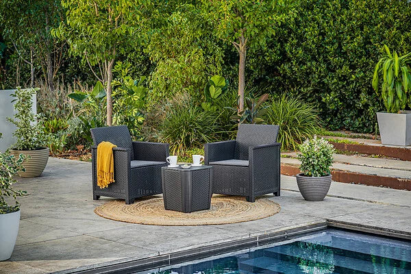 Salon de jardin Elodie - Plastique - Gris - 2 personnes KETER